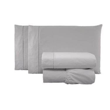 Imagem de Jogo de Cama Queen 4 Peças 200 Fios Algodão Ponto Palito Premium - Bea