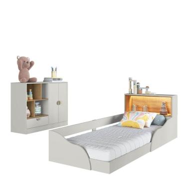 Imagem de Quarto Infantil Completo Cômoda e Cama Montessoriana Lille CJ081 Branco - Art In Móveis