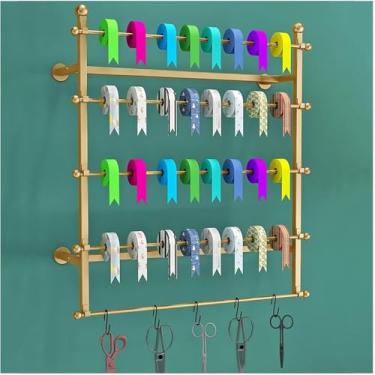 Imagem de Expositor De Fitas, Gravata E Cachecol, Organizador De Fita De Papel De Embrulho De Parede Para Floricultura, Lojas De Varejo, Prateleiras De Metal, Cabides De Calças, Suporte, White, 80×80cm
