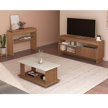 Imagem de Kit para Sala de Estar Rack e Aparador e Mesa de Centro City Cinamomo/Off White