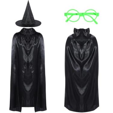 Imagem de Mepase Artigos de festa com tema de bruxa, chapéus de bruxa, óculos, cosplay, conjunto de fantasia rosa e verde, lembrancinhas de festa para princesa, presente de decoração de festa, Preto e verde, as