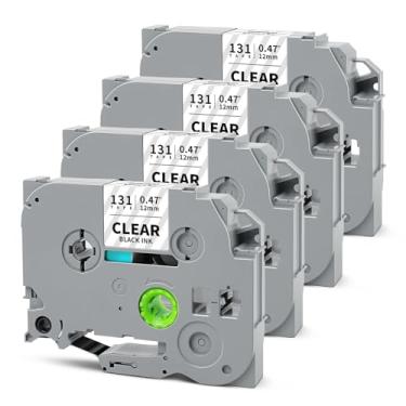 Imagem de HUIMAZJIA Fita transparente laminada Tze131 12 mm 12 mm compatível com fita adesiva Brother 12 mm Tze-131 Tz-131 P Touch Tz Tze 12 mm 1/5.1 cm preto sobre branco etiqueta para PTD210 PT-D220 PTD400