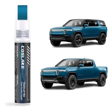 Imagem de COSLAKE Tinta de retoque de carro (azul riviano (A1BK/EXP007/EXPBLU06AW)) para RIVIAN, kit de reparo de arranhões de tinta de carro, solução rápida e fácil de reparar, caneta removedor de arranhões