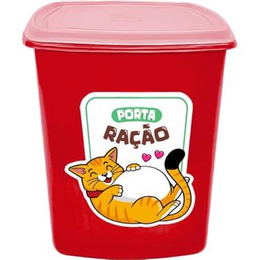 Imagem de Porta Ração 6 litros Pote para Ração de Cães e Gatos (Gato Vermelho)