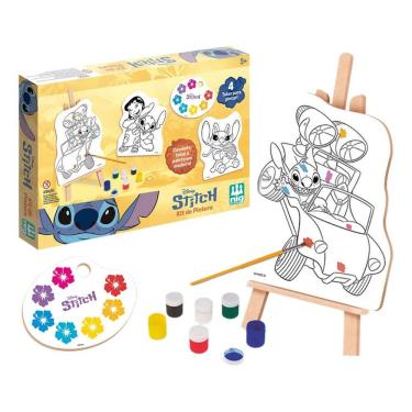 Imagem de Brinquedo Infantil Kit Pintura Lilo E Stitch Em Madeira Com Acessórios