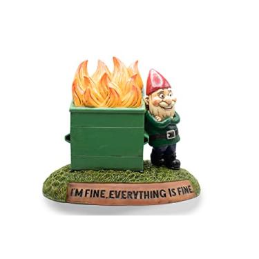 Imagem de Kwirkworks This is Fine Garden Gnome Statue | Funny Meme Gift Figurine, All-Weather Yard Art Garden Decoration | Indoor or Outdoor Home Gift | 7.5x9x6 Inches