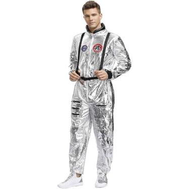 Imagem de Conjunto De Fantasia De Role-play Astroaut Spacema Fantasia De Homem Mulher Casal Uniforme Espacial Macacão Traje De Halloween Fantasia Vestido Cosplay Terno, A, L