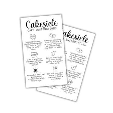 Imagem de Cartões de instruções de cuidados Cakesicle, pacote com 50 unidades de 5 x 8,89 cm, formas de picolé para bolo, etiquetas de sabor, embalagem de aviso para decorações de suporte