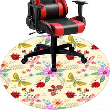 Imagem de Tapete de cadeira de escritório com flores, textura de flor, tapete de cadeira de mesa para piso de madeira de escritório em casa, protetor de piso de pilha baixa, redondo de 91 cm