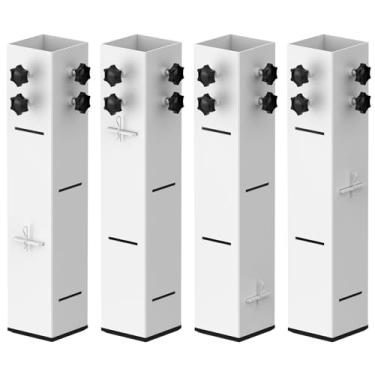 Imagem de Fixirons 4 peças de elevação para cama de dormitório de aço carbono com 8 cm de diâmetro de metal para cama alta para dormitório de faculdade moldura de cama de madeira, altura de ajuste de mesa 8 cm