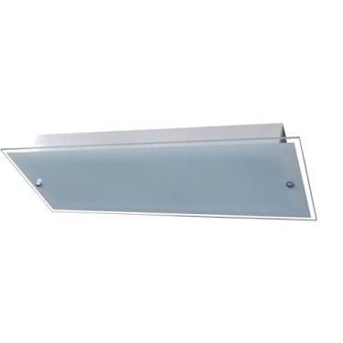 Imagem de Luminária Plafon de Vidro para 04 Lâmpadas - 60cm x 22cm - Ideal para cozinha, Sala, Quarto (Branco)