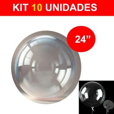 Imagem de Kit 10 Balao Bolha Transparente 24 Polegadas 60cm Balão Cristal - Winn
