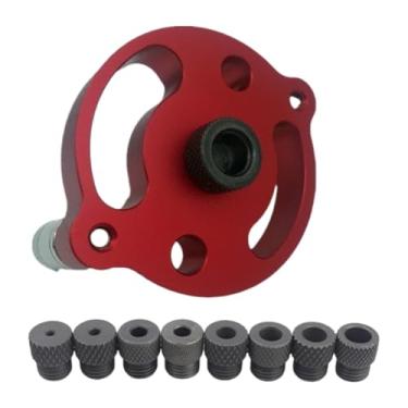 Imagem de Ioensy Gabarito para furos de bolso em madeira, kit de brocas para gabarito de cavilha, guia de broca premium, kit localizador de furador, Vermelho