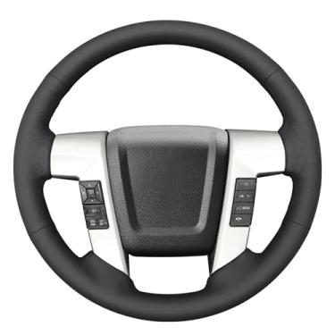 Imagem de MEWANT Capa de volante para Ford F-150 2009-2014 de couro de microfibra costurada à mão