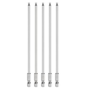 Imagem de HARFINGTON 5 peças de chave de fenda sextavada de ponta esférica H3 (3 mm) cabeça 1/10.2 cm haste sextavada 150 mm (6") de comprimento magnético S2 aço métrico chave de fenda chave de broca soquete