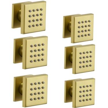 Imagem de Jatos de spray corporal de chuveiro de latão sólido para chuveiro, jato de pulverizador de rotação de 360° de massagem quadrada para banheiro em casa, banheira de montagem na parede, jactos de spa