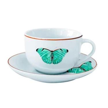 Imagem de Xícara p/Chá com Pires em Porcelana Borboleta 220ml L'Hermitage