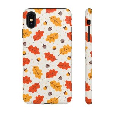 Imagem de Capa de telefone de folha de outono, capa protetora de outono, capa fofa para iPhone, capa com padrão de folha, acessório de tecnologia sazonal fosco