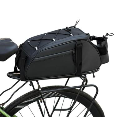 Imagem de Rrlihjgu Bolsa traseira de bicicleta, bolsa de porta-malas de 8 L para ciclismo, bolsa organizadora de selim de ciclismo ajustável para telefones celulares, de reparo de tecidos, ferramentas de