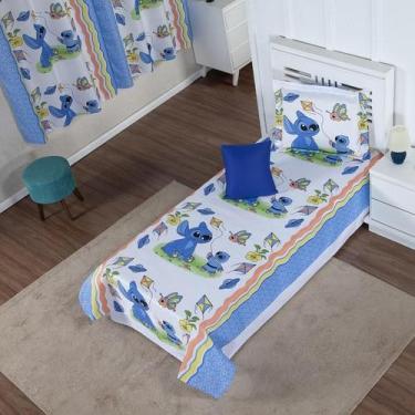 Imagem de Colcha Cobre Leito Infantil Stitch ul Solteiro + Capa - Ametista Decor