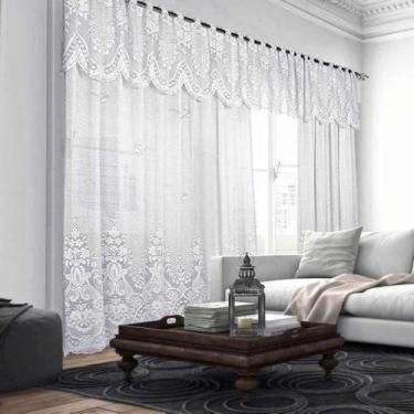 Imagem de Cortina Renda Branco C/ Bando 3,00x1,80 Quarto Sala - Interlar