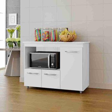 Imagem de Balcão Multiuso Para Forno 3 Portas Liza - Branco