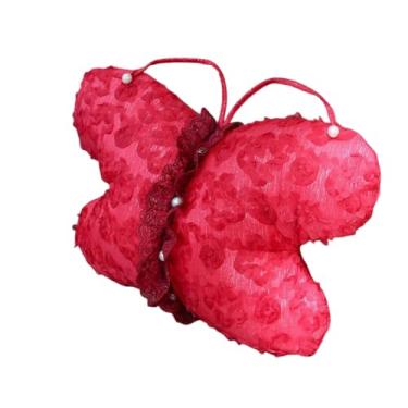 Imagem de MINGZAIQIPEI Carro Bonito Vermelho Seda Estilo Renda Auto Interior Acessórios Quatro Estações Universal Fit Most Car SUV (Body Pillow)