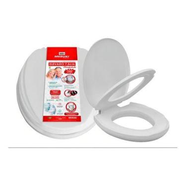 Imagem de Assento Elevado Sanitário Almofadado C/ Tampa 7,5 Cm Mebuki Cor Branco