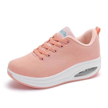 Imagem de Oude Tênis feminino confortável | Sapatos para mulheres viajando | 5 cm Air Cushion Rocker Bottom, Blush pêssego, 38
