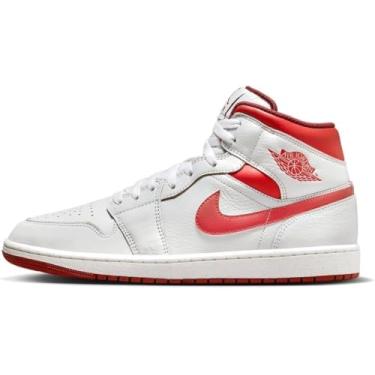 Imagem de NIKE Tênis masculino Air Jordan 1 Mid, Vela vermelha com duna de lagosta branca, 9.5 UK