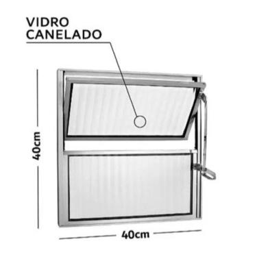 Imagem de janela, basculante, vitro, vidro canelado REF 40x40 Alumínio - Metal 5