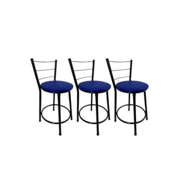 Imagem de Kit 3 Banqueta Balcão Baixa Preto Bar Gourmet Cozinha Lazer Área - For