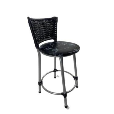 Imagem de Kit banqueta baixa junco cozinha gourmet bancada americana - FortMix, 