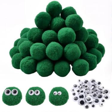 Imagem de SUNNYCLUE 200 peças de bolas de pompom verdes de 25 mm de 2,5 cm para artesanato, bolas de pompom de poliéster, macio, verde-mar, puff, faça-você-mesmo, bola de pompom para festa de Halloween