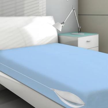 Imagem de Capa Para Colchão Protetora Casal Anti Acaro Com Zíper Cores (Azul)