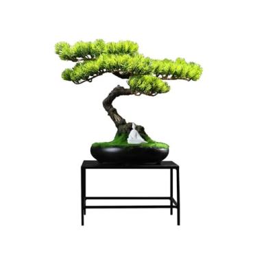 Imagem de Bonsai artificial de resina de plantas artificiais, decoração luxuosa leve para sala de estar, entrada, escritório, mesa de trabalho, bonsai artificial