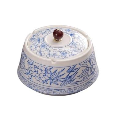 Imagem de Cinzeiro com tampa feito de cerâmica, formato redondo para hotéis, suporte de cinzeiro de mesa de sala de estar