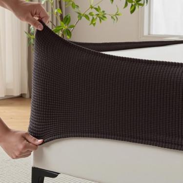 Imagem de MIYE Capa de mola de tecido jacquard, saia elástica super elástica em torno dos 4 lados, resistente a rugas e desbotamento, lavável e fácil de ajustar. (marrom, California King)