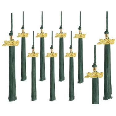 Imagem de UIALECG 10 peças de borla de formatura 2026 para boné e vestido de formatura, borlas verde-floresta