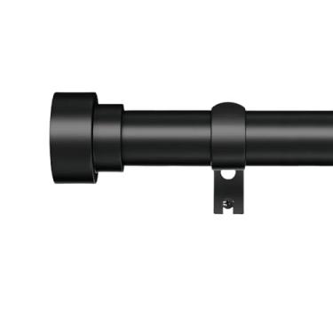 Imagem de Varão de Cortina Trilho de cortina retrátil de liga de aço carbono com haste romana preta rosqueada de 46-366 cm Preto 46-71 cm / 18-28 polegadas