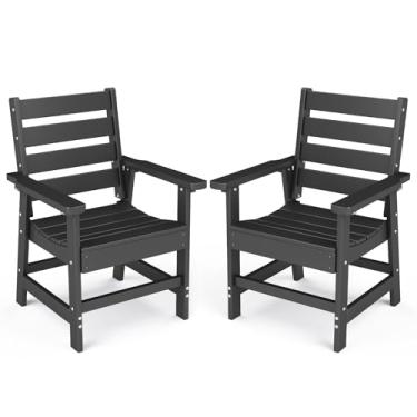Imagem de BRIOPAWS Cadeiras de jantar ao ar livre | Conjunto de 2 | HDPE | Preto | Cadeira de pátio com braços | Moderna | Para todos os climas | Grande e confortável | para terraço ao lado da piscina