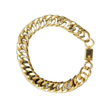 Imagem de Pulseira Masculina Grumet Elo Duplo 10mm Grossa 20cm Banhada a Ouro 18k Fecho Gaveta Seguro Banho Italiano Premium