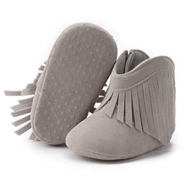 Imagem de Botas de Neve Sawimlgy para Bebês Meninos e Meninas Macia Antiderrapante Sola de Pelúcia Arco Tornozelo Botas Recém-Nascidas Bebês Bebês Inverno Quente Sapatos de Berço, 2065/Grey, 3-6 Months Infant