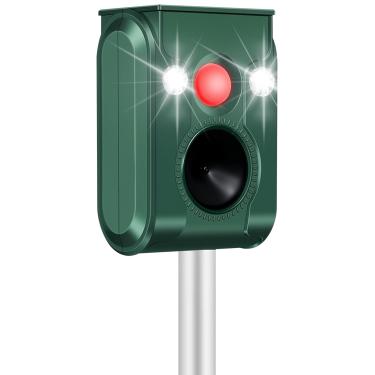 Imagem de Repelente solar de animais, luz ultrassônica e intermitente de 5 modos, IP66, repelente de gatos ao ar livre para gambá, gato, esquilo, veado, cobra, dissuasor de guaxinim no quintal, jardim, fazenda