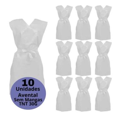 Imagem de 10 Avental Descartável BRANCO Sem Manga Gramatura 30gr - Aradesc, Desc