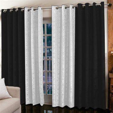 Imagem de Cortina Jacquard Bicolor 6 x 2,5 m para sala/quarto  Admirare, Preta