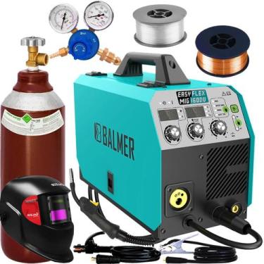 Imagem de Kit Maquina De Solda Inversora Multiprocesso Balmer Bivolt Mig 160 Tig