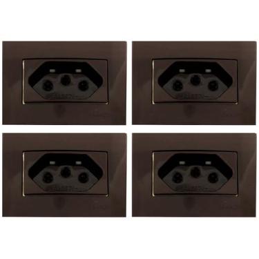 Imagem de 4 Tomada Móvel 3 Pinos 20a Marrom Embutir Painel Margirius