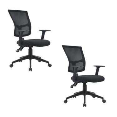 Imagem de Kit 2 Cadeiras Para Escritório Diretor Com Nr17 Londres Preto