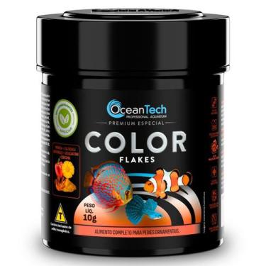 Imagem de Ração Color Flakes 10g Ocean Tech para Peixes Ornamentais Pote